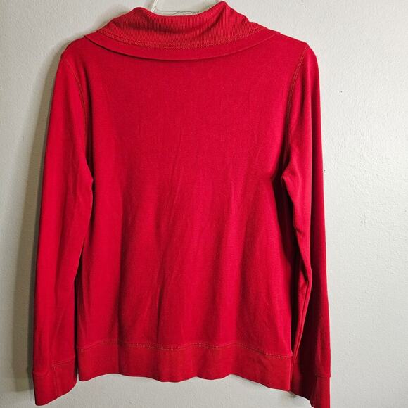 Chaps Ralph Lauren Womens Red Long Sleeve Knit Shirt Snap Front Stretch Size M - Picture 6 of 10